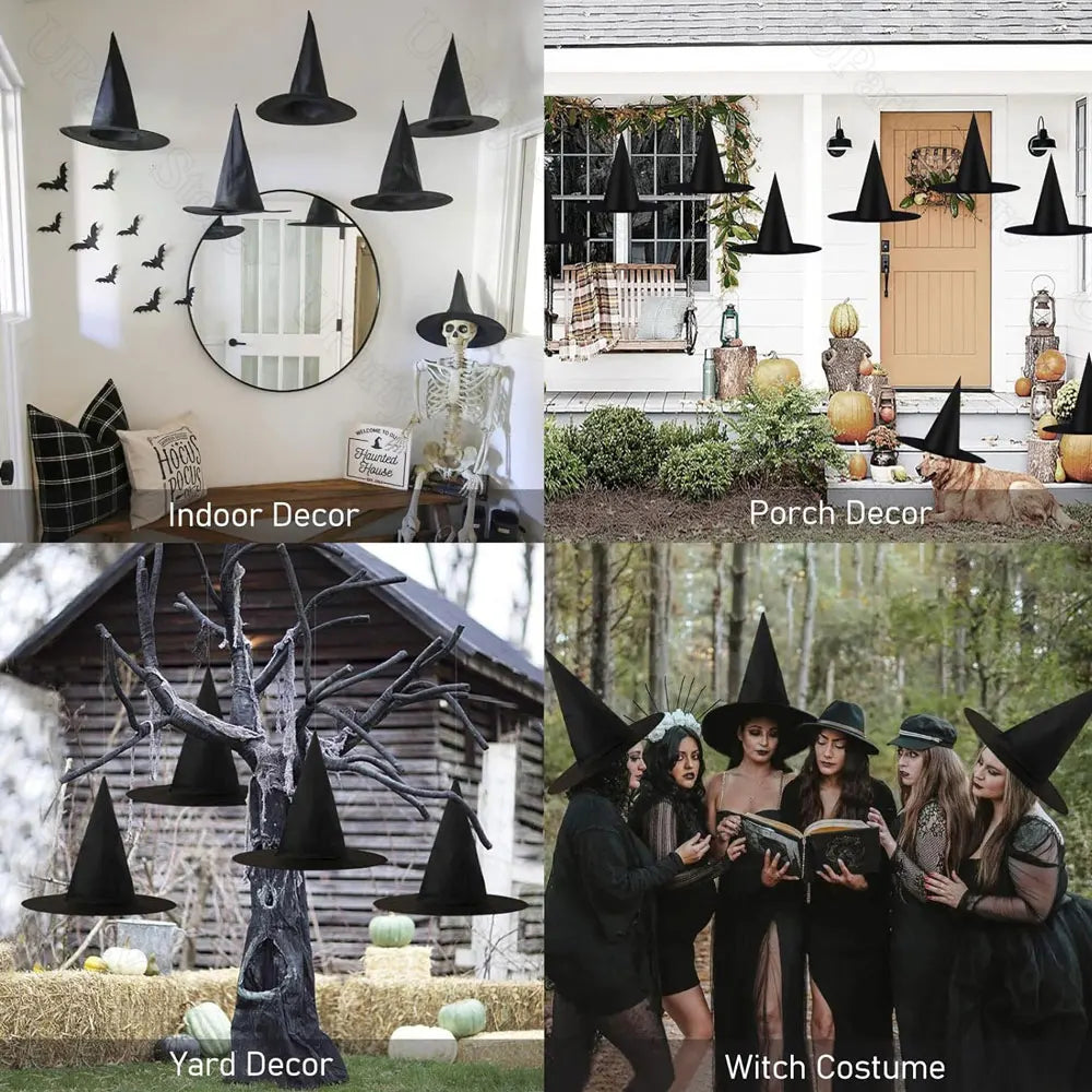 Floating Black Witches Hats Halloween Decoration