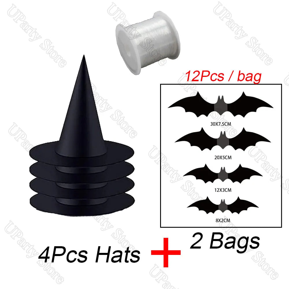 Floating Black Witches Hats Halloween Decoration